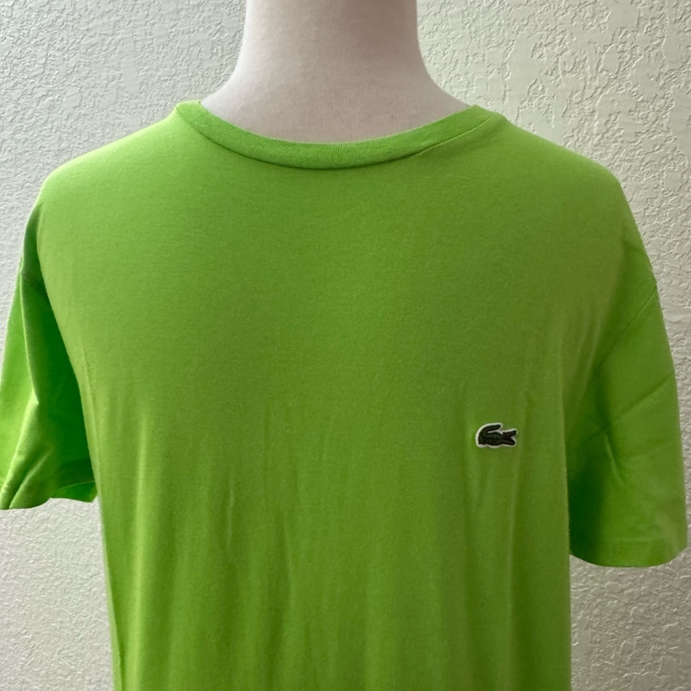 Unisex‎ Lacoste Short Sleeve Green Lime  T-Shirt Size Small EUC